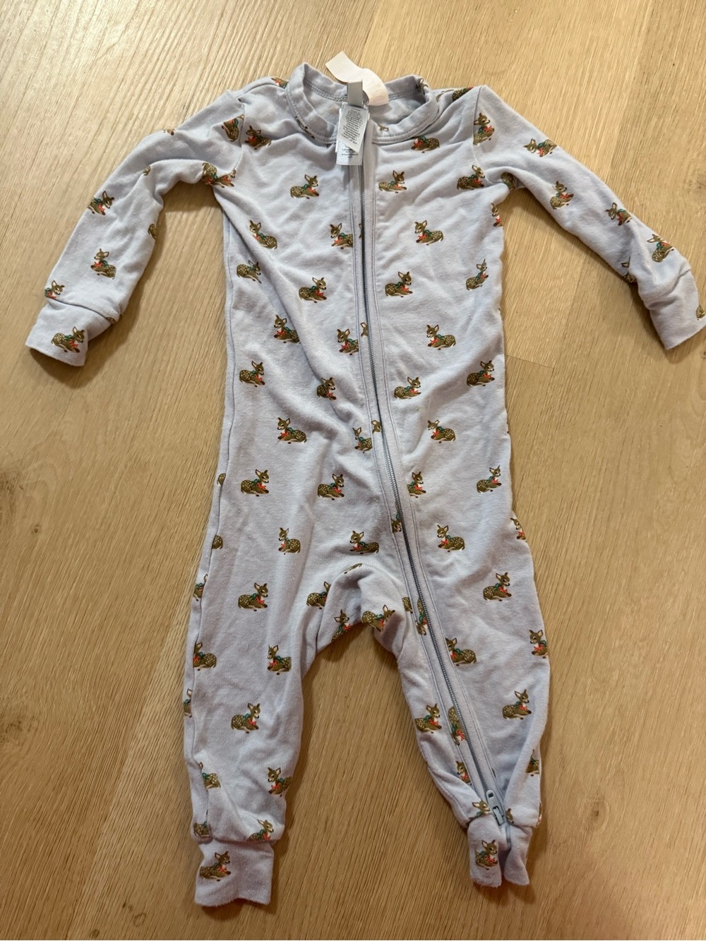 SKIMS Light Gray Bunny Print Kids Footed One-Piece